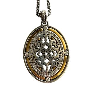 Brighton Intrigue Black and Gold Reversible Necklace w/ Swarovski Crystals